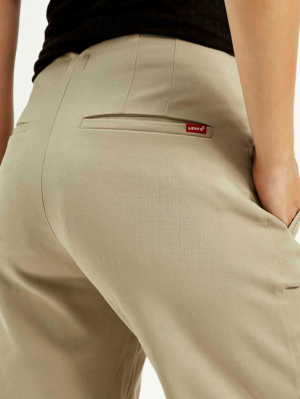 Women's 94 Mid Rise Khaki Baggy Fit Trousers - Image 6