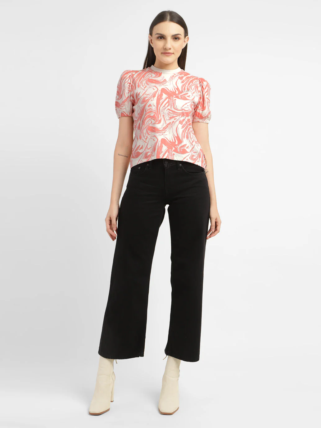 Women's Abstract Print Crew Neck Top - Image 6