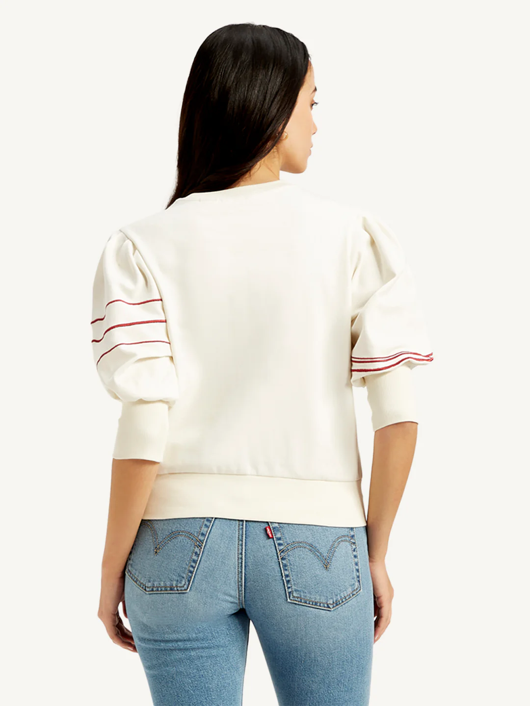 Women's Abstract Off-White Crew Neck Top - Image 3