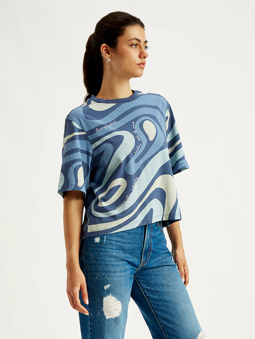 Women's Abstract Print Relaxed Fit T-shirt - Image 4