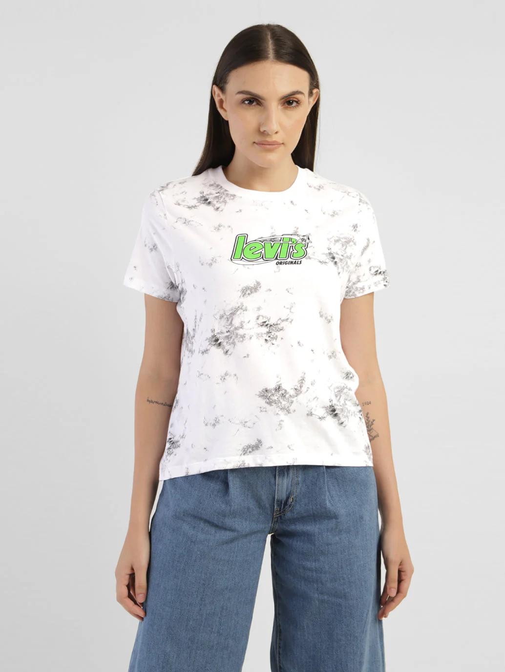 Women's Abstract Dyed Round Neck T-shirt - Image 2