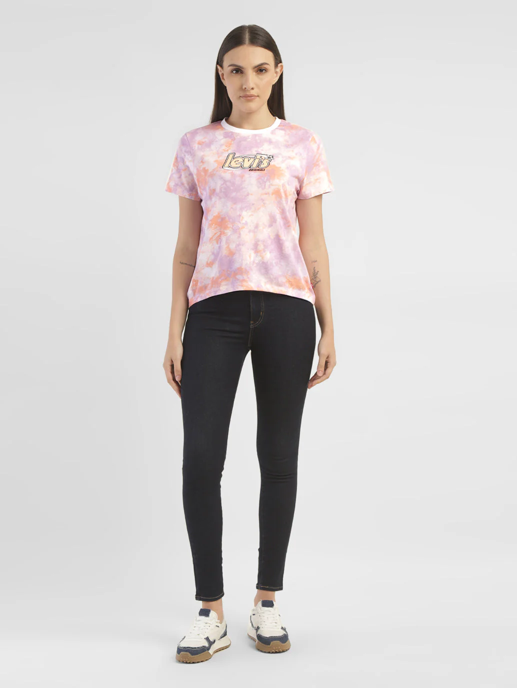 Women's Abstract Dyed Round Neck T-shirt