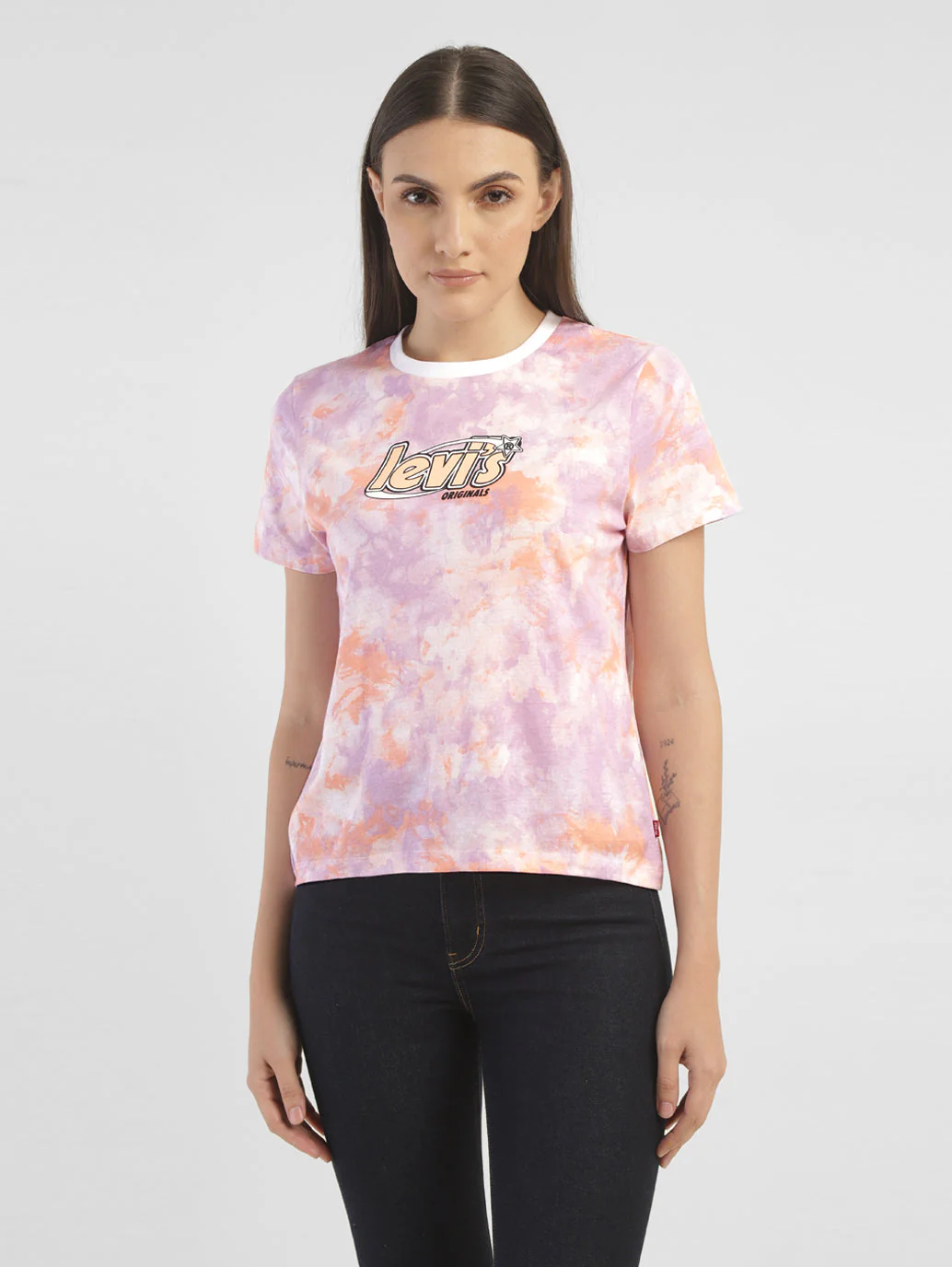 Women's Abstract Dyed Round Neck T-shirt - Image 2
