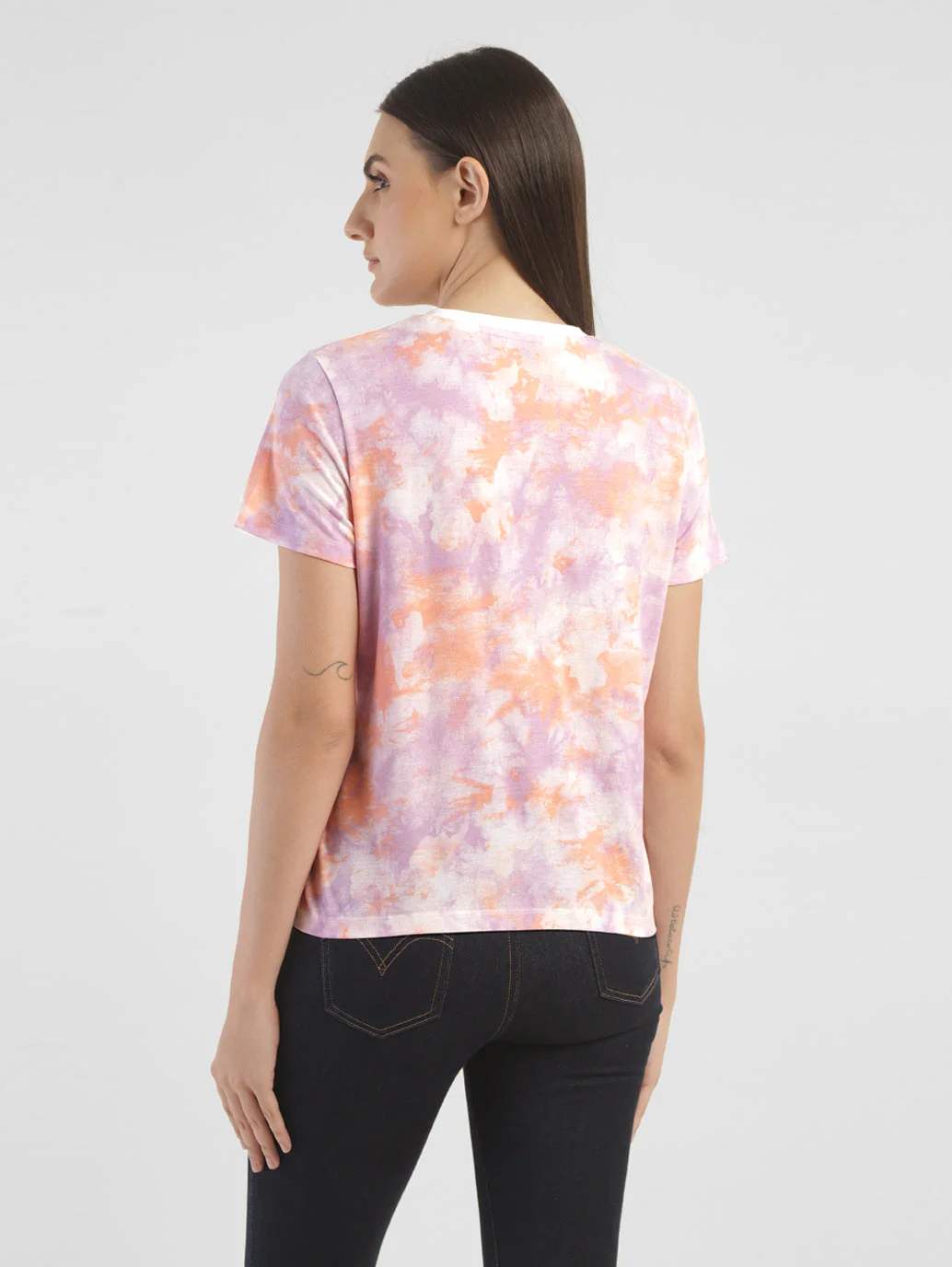 Women's Abstract Dyed Round Neck T-shirt - Image 3
