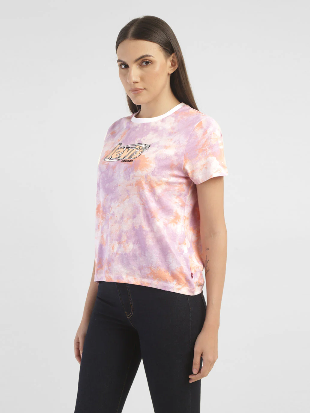 Women's Abstract Dyed Round Neck T-shirt - Image 4