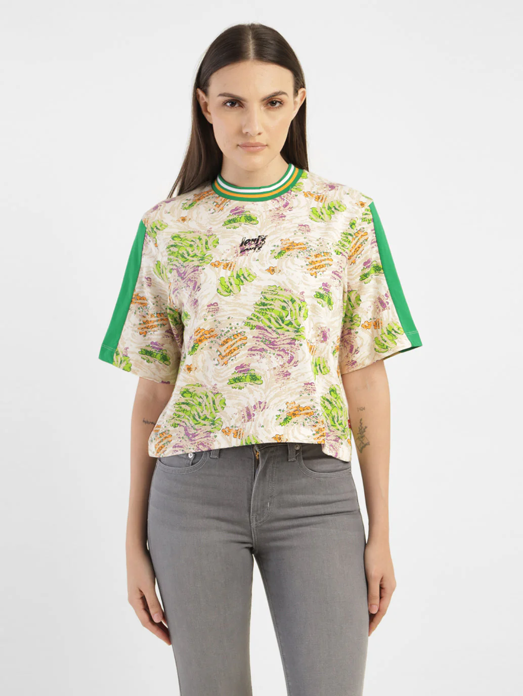 Women's Abstract Print Round Neck T-shirt - Image 2