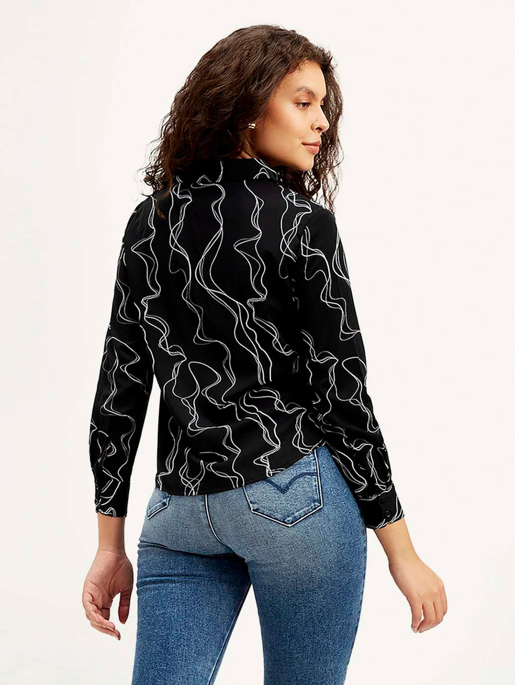Women's Abstract Spread Collar Shirt - Image 3