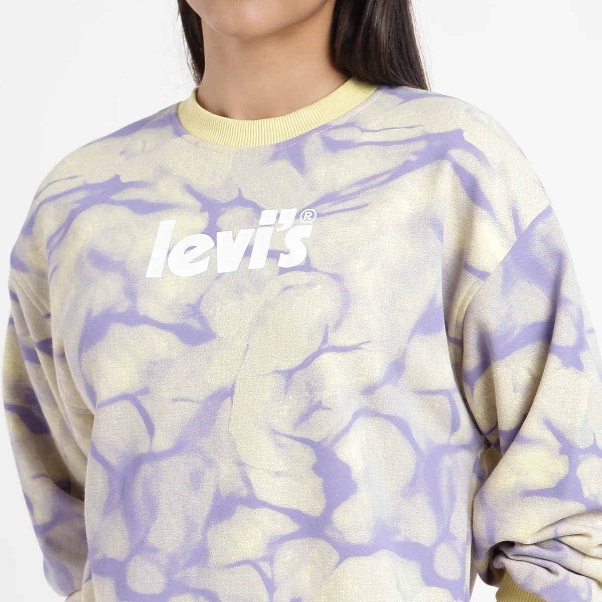 Women's Abstract Yellow Crew Neck Sweatshirt - Image 4
