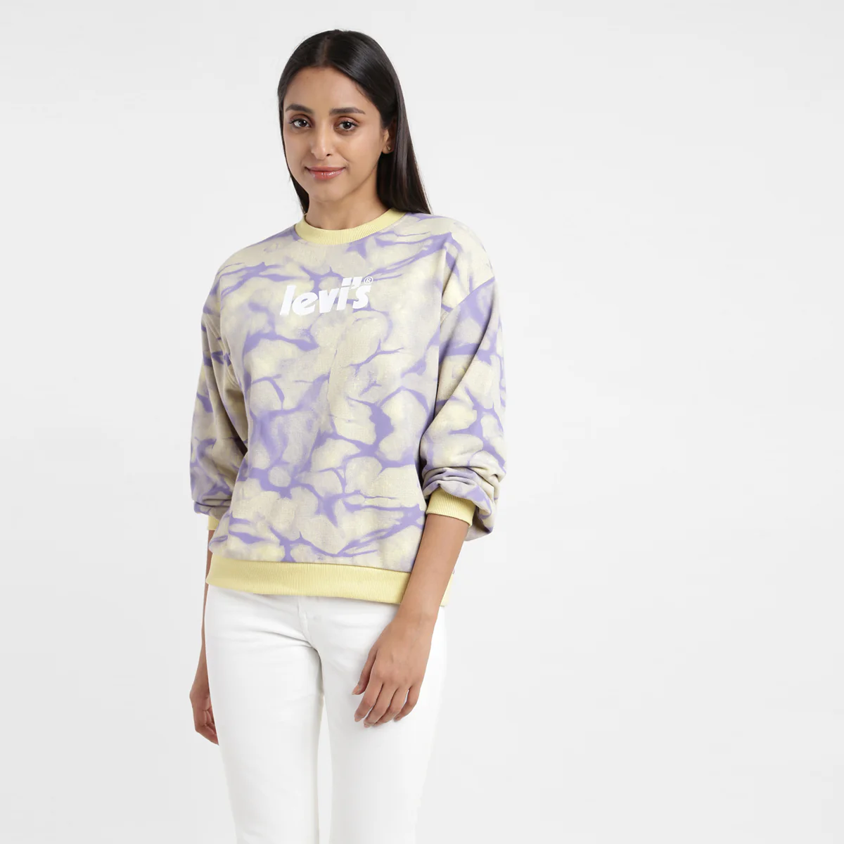 Women's Abstract Yellow Crew Neck Sweatshirt - Image 9