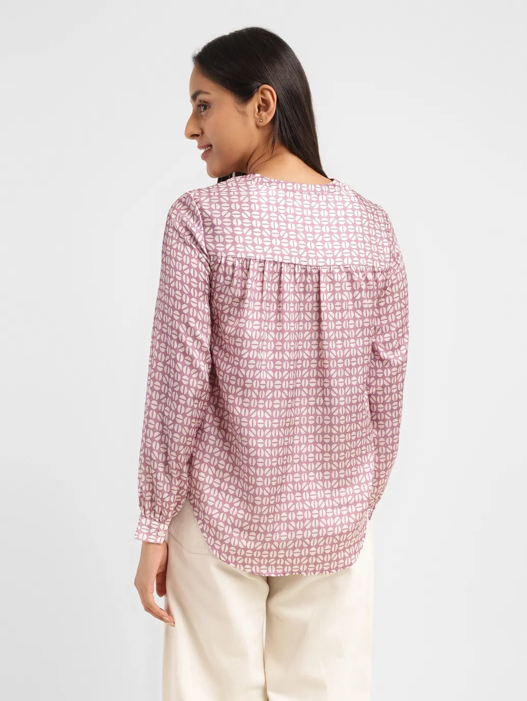 Women's All Over Printed Mandarin Neck Top - Image 3