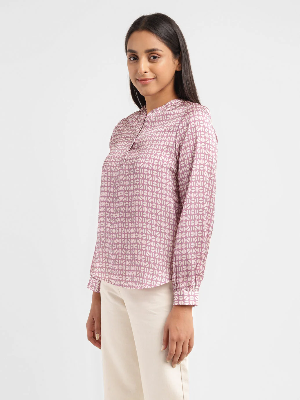 Women's All Over Printed Mandarin Neck Top - Image 5