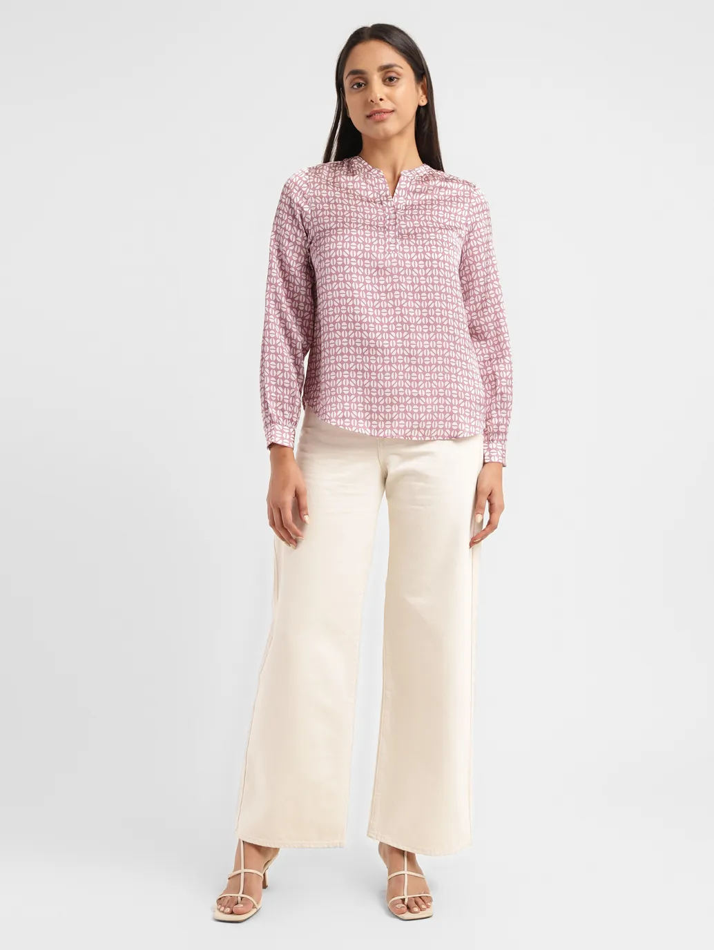 Women's All Over Printed Mandarin Neck Top - Image 6