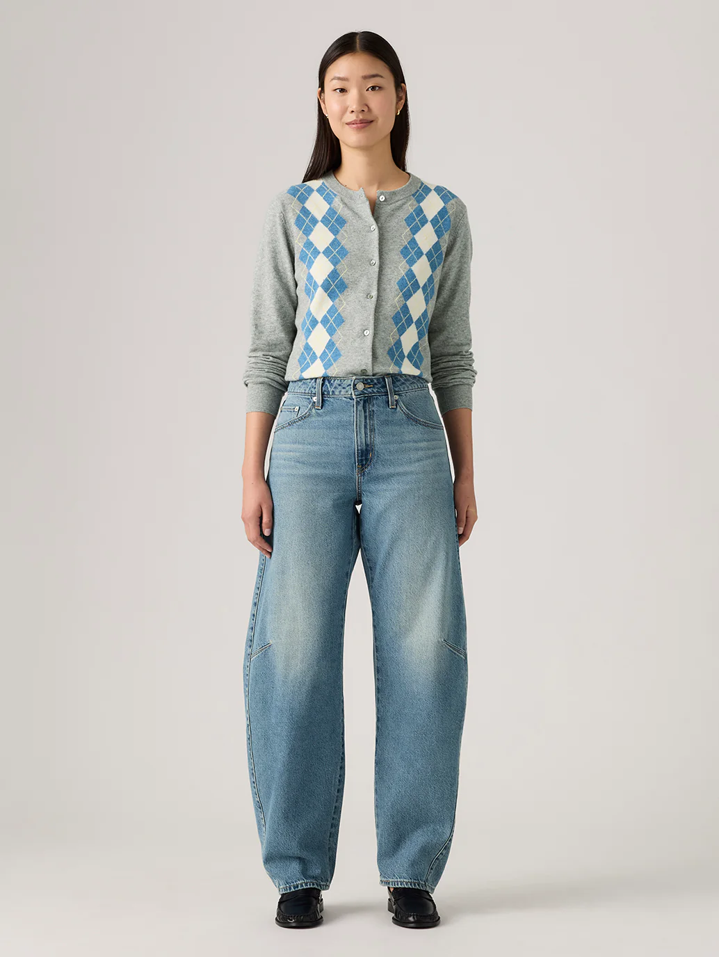 Women's Indigo Barrel Loose Fit Mid Rise Jeans