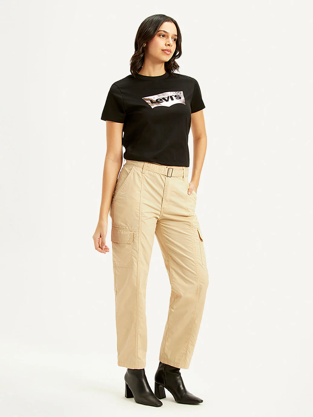Women's Beige Cargo Trousers - Image 5