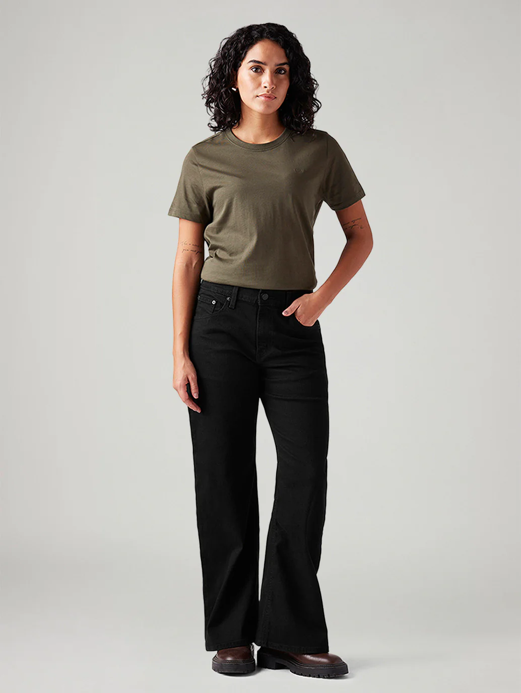 Women's Black Loose Bootcut Fit Mid Rise Jeans - Image 2