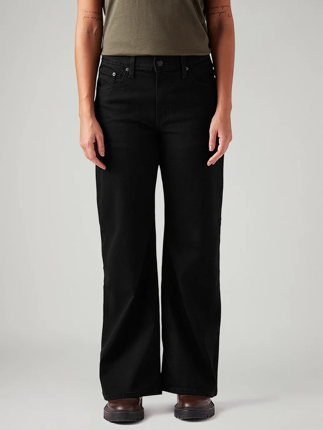 Women's Black Loose Bootcut Fit Mid Rise Jeans - Image 3
