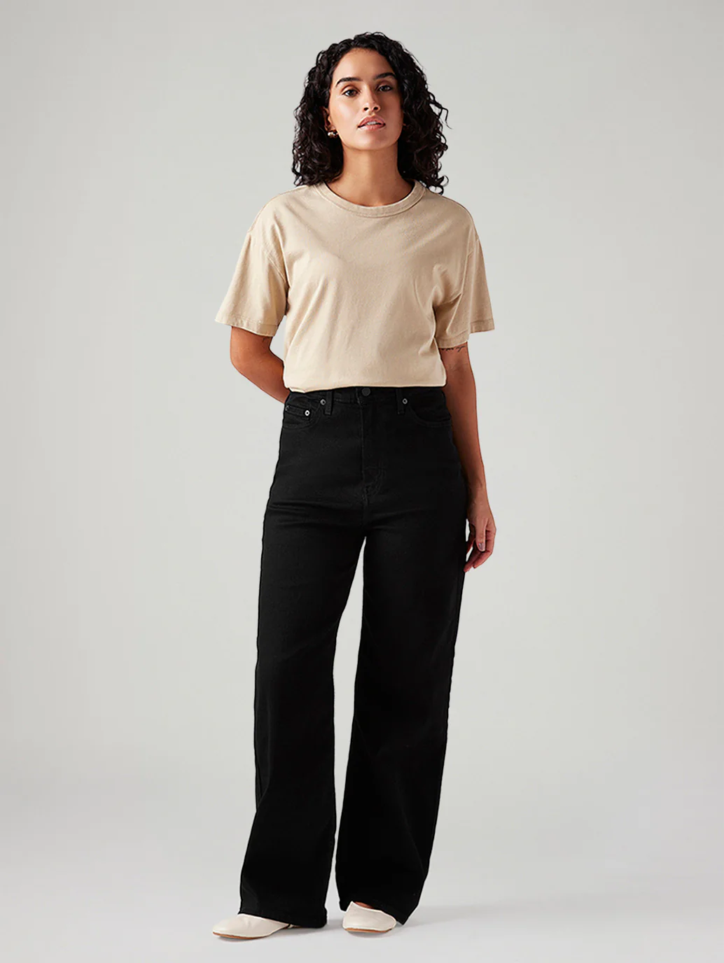 Women's Black Loose Fit High Rise Jeans - Image 2