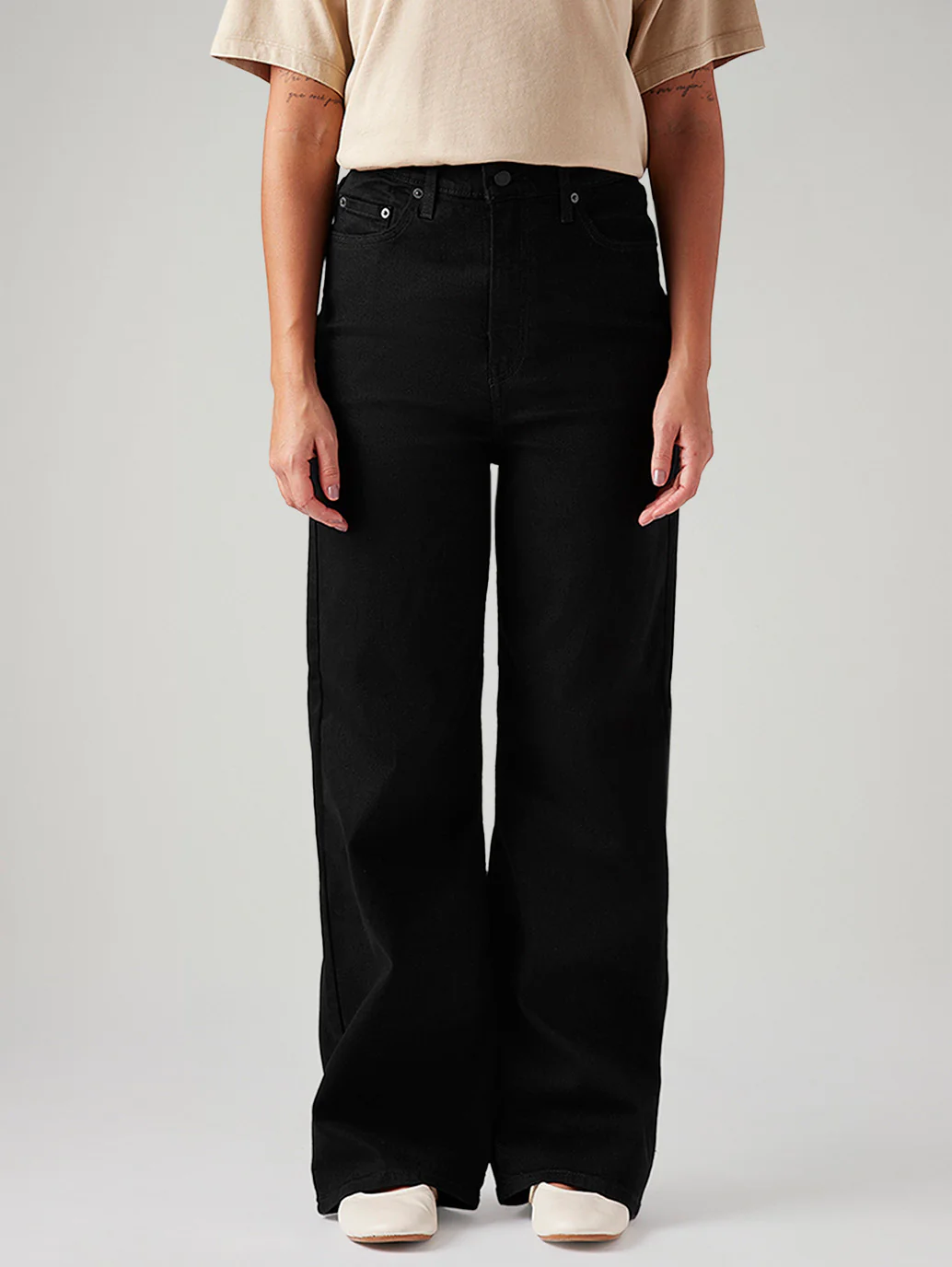 Women's Black Loose Fit High Rise Jeans - Image 3