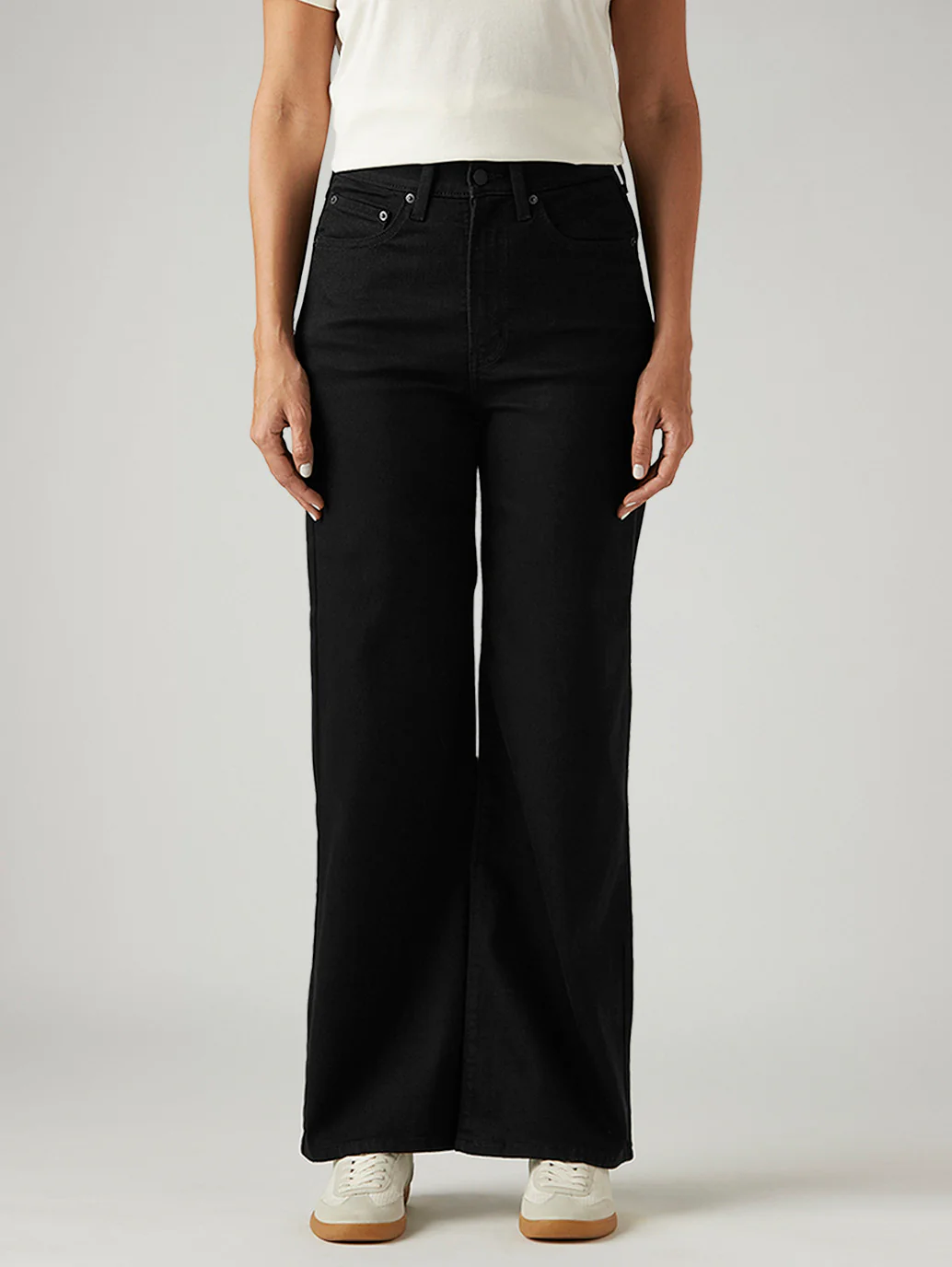 Women's Black Ribcage Wide Leg Fit High Rise Jeans - Image 2