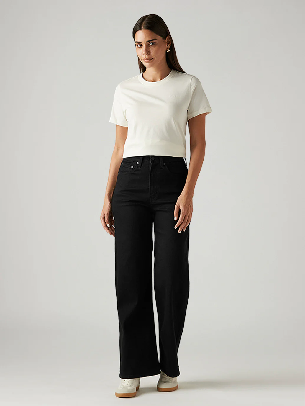 Women's Black Ribcage Wide Leg Fit High Rise Jeans - Image 7