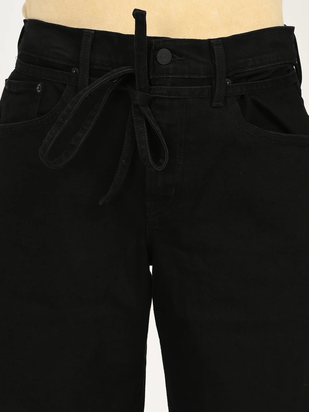 Women's Black XL Straight Loose Straight Fit Mid Rise Jeans - Image 5