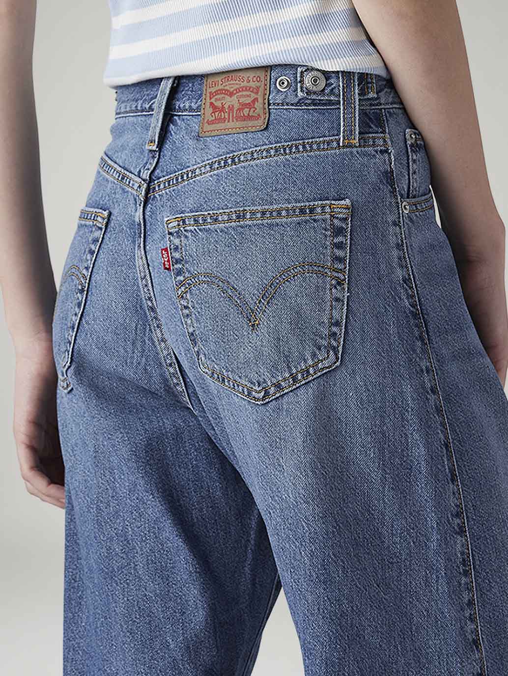 Women's Cinch Baggy Dad Barrel Loose Fit Mid Rise Jeans - Image 5