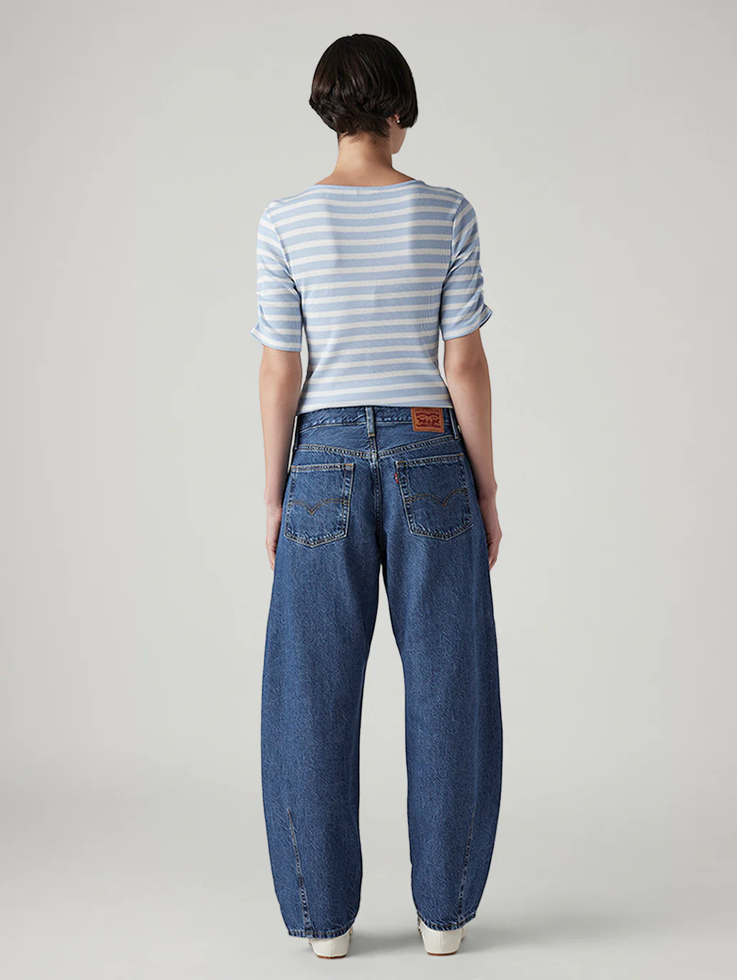 Women's Blue Baggy Dad Barrel Loose Fit Mid Rise Jeans - Image 4