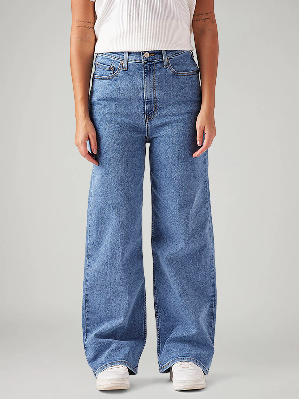 Women's Blue Loose Fit High Rise Jeans - Image 3