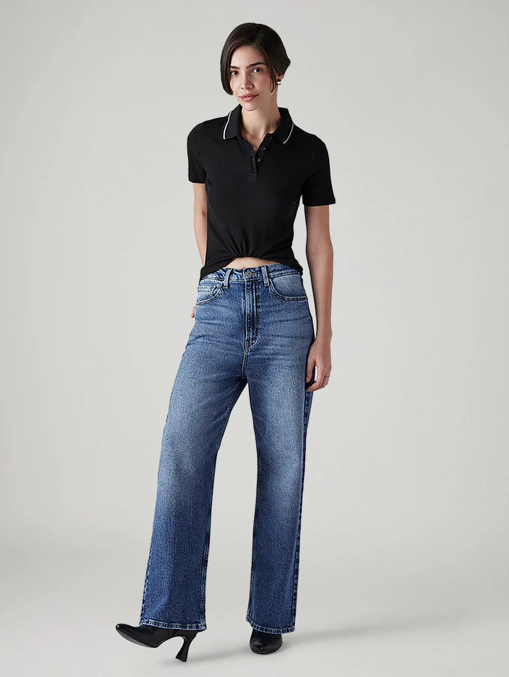 Women's Blue Loose Fit High Rise Jeans