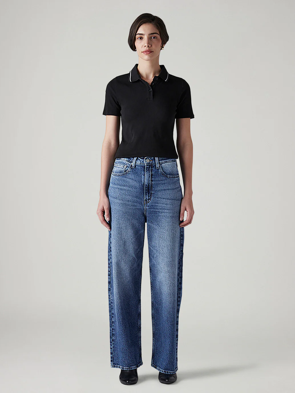 Women's Blue Loose Fit High Rise Jeans - Image 2