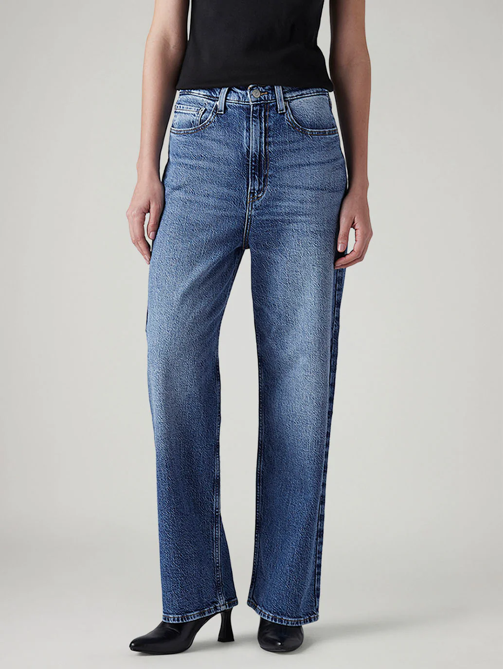 Women's Blue Loose Fit High Rise Jeans - Image 3