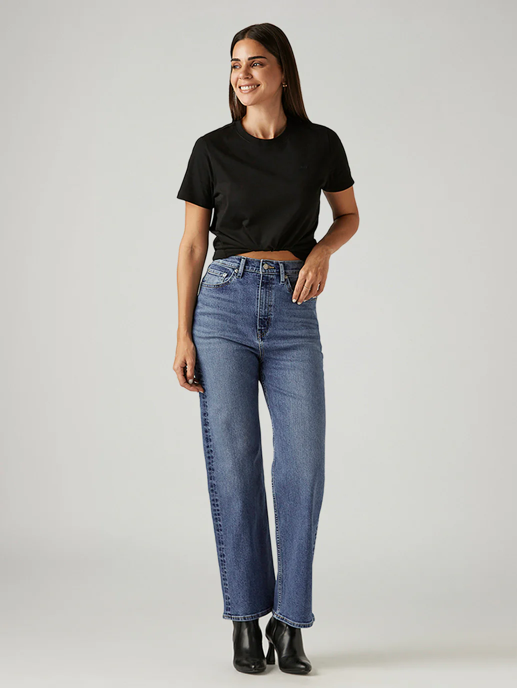 Women's Blue Loose Fit High Rise Jeans