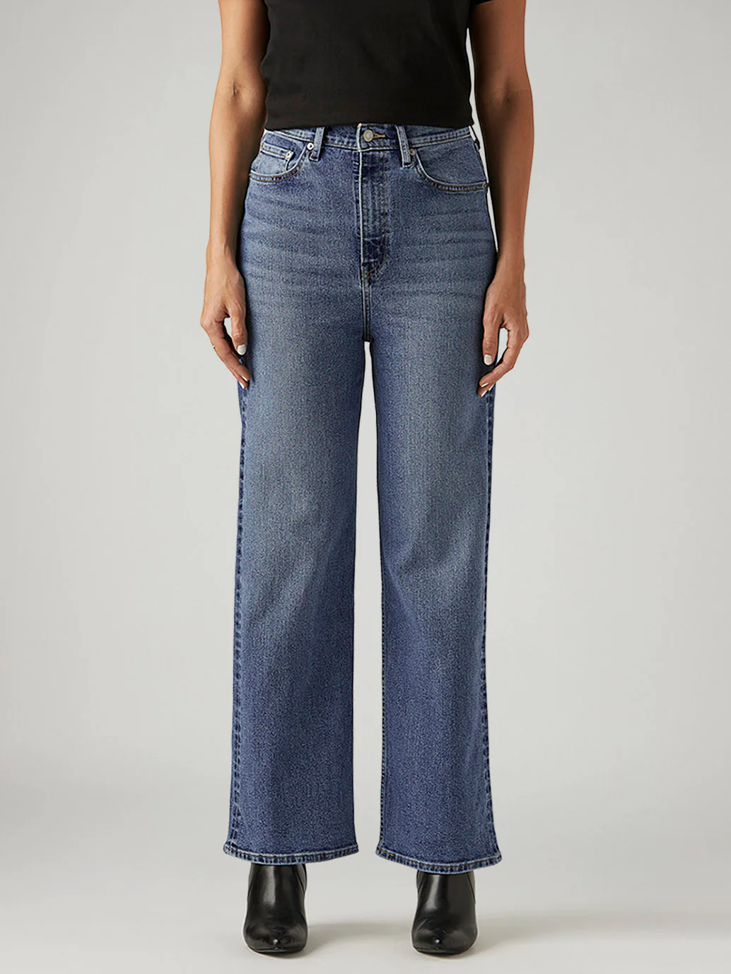 Women's Blue Loose Fit High Rise Jeans - Image 2