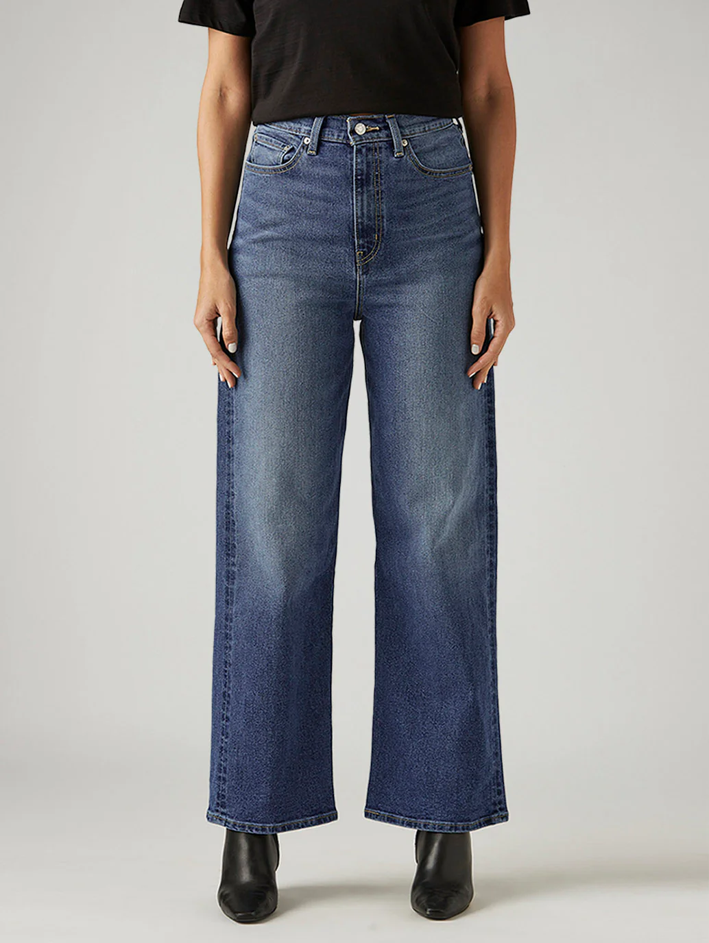 Women's Blue Loose Fit High Rise Jeans - Image 2