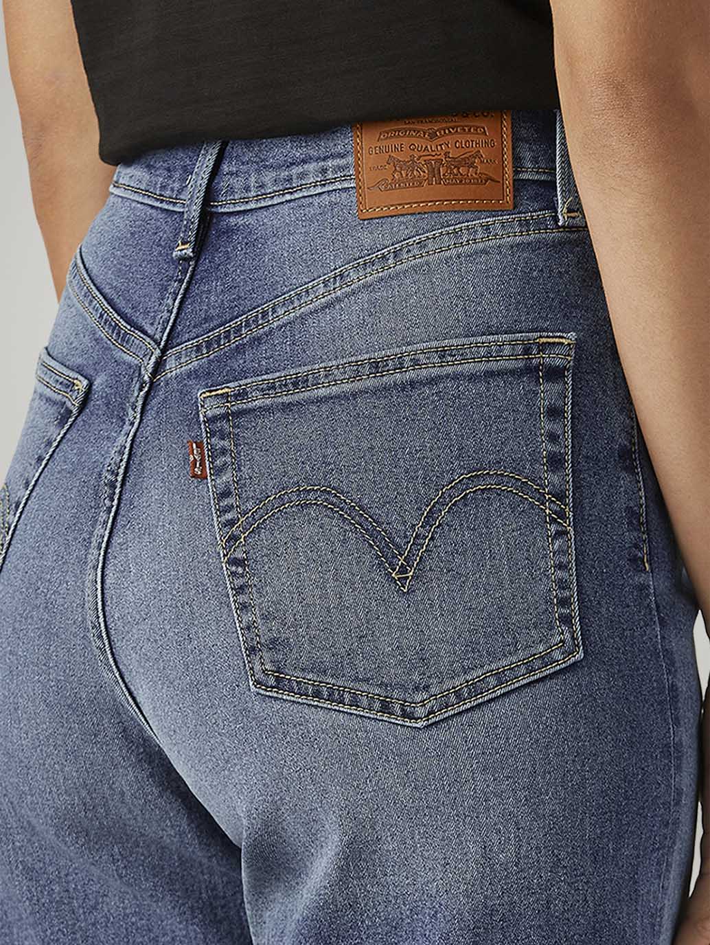 Women's Blue Loose Fit High Rise Jeans - Image 5