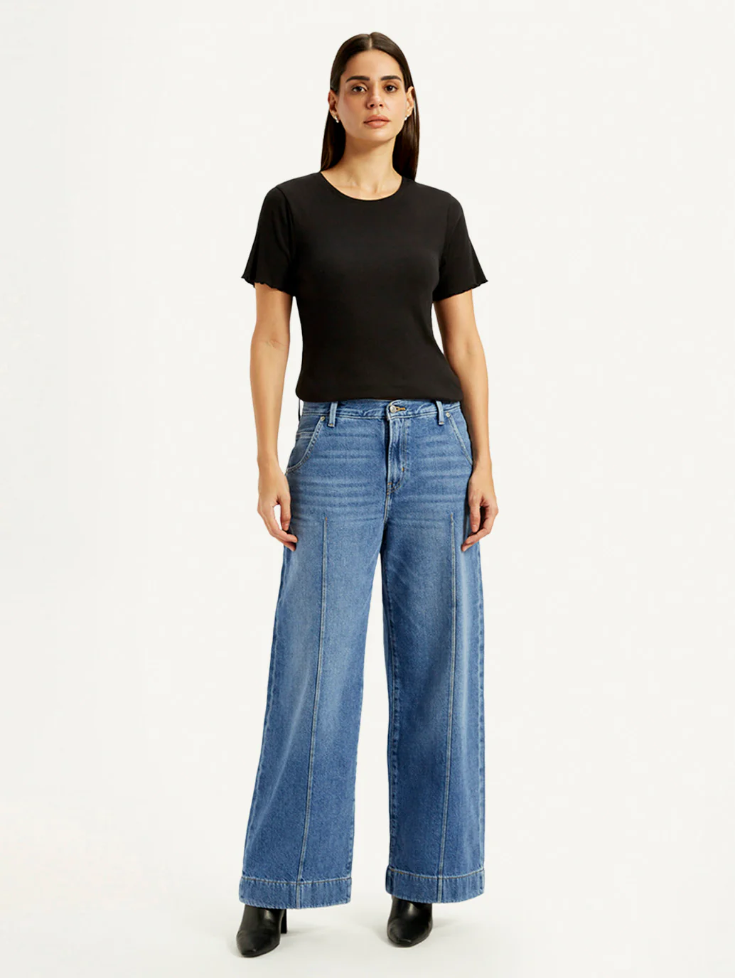 Women's Blue XL Straight Loose Fit Mid Rise Jeans - Image 7
