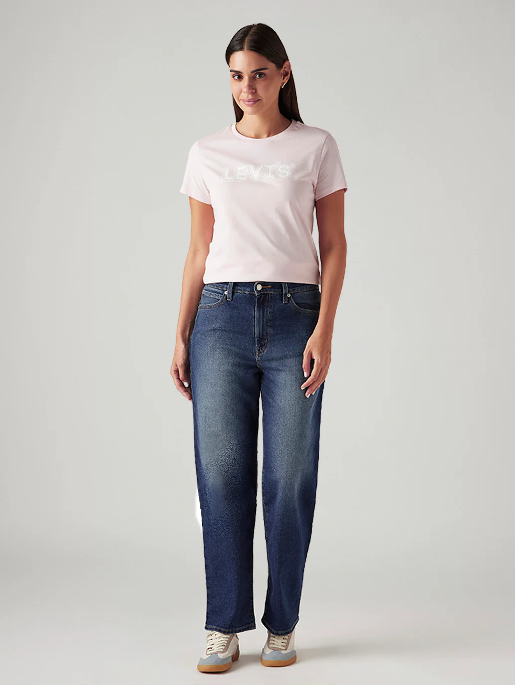 Women's Dark Indigo XL Straight Loose Fit Mid Rise Jeans
