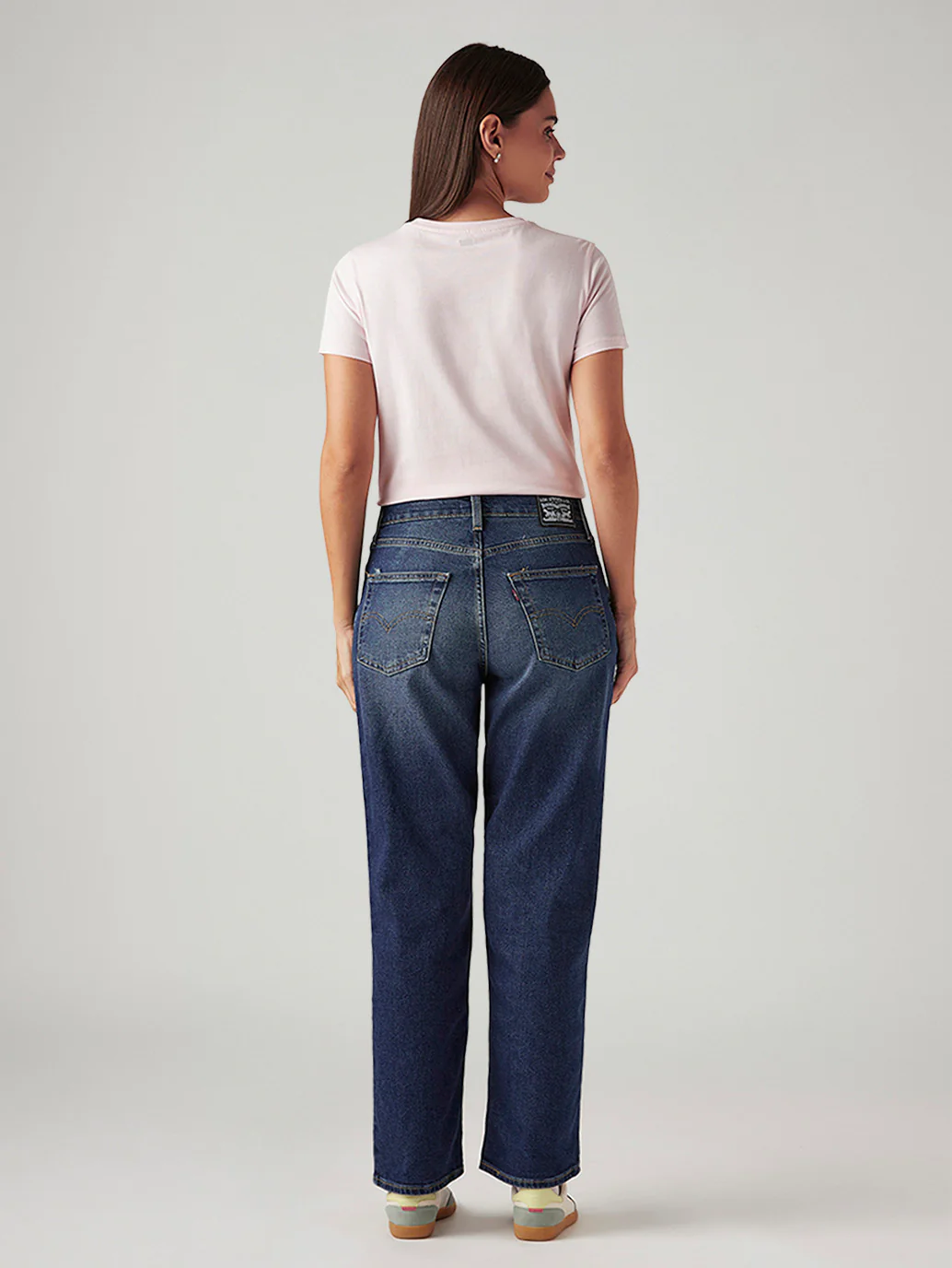 Women's Dark Indigo XL Straight Loose Fit Mid Rise Jeans - Image 3