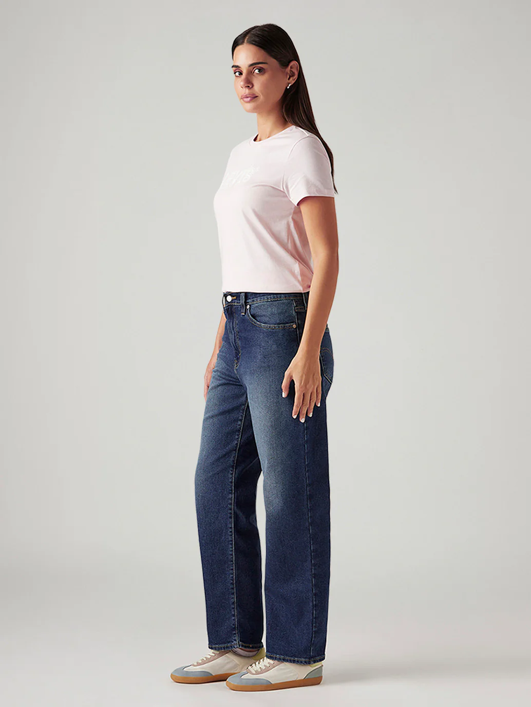 Women's Dark Indigo XL Straight Loose Fit Mid Rise Jeans - Image 6