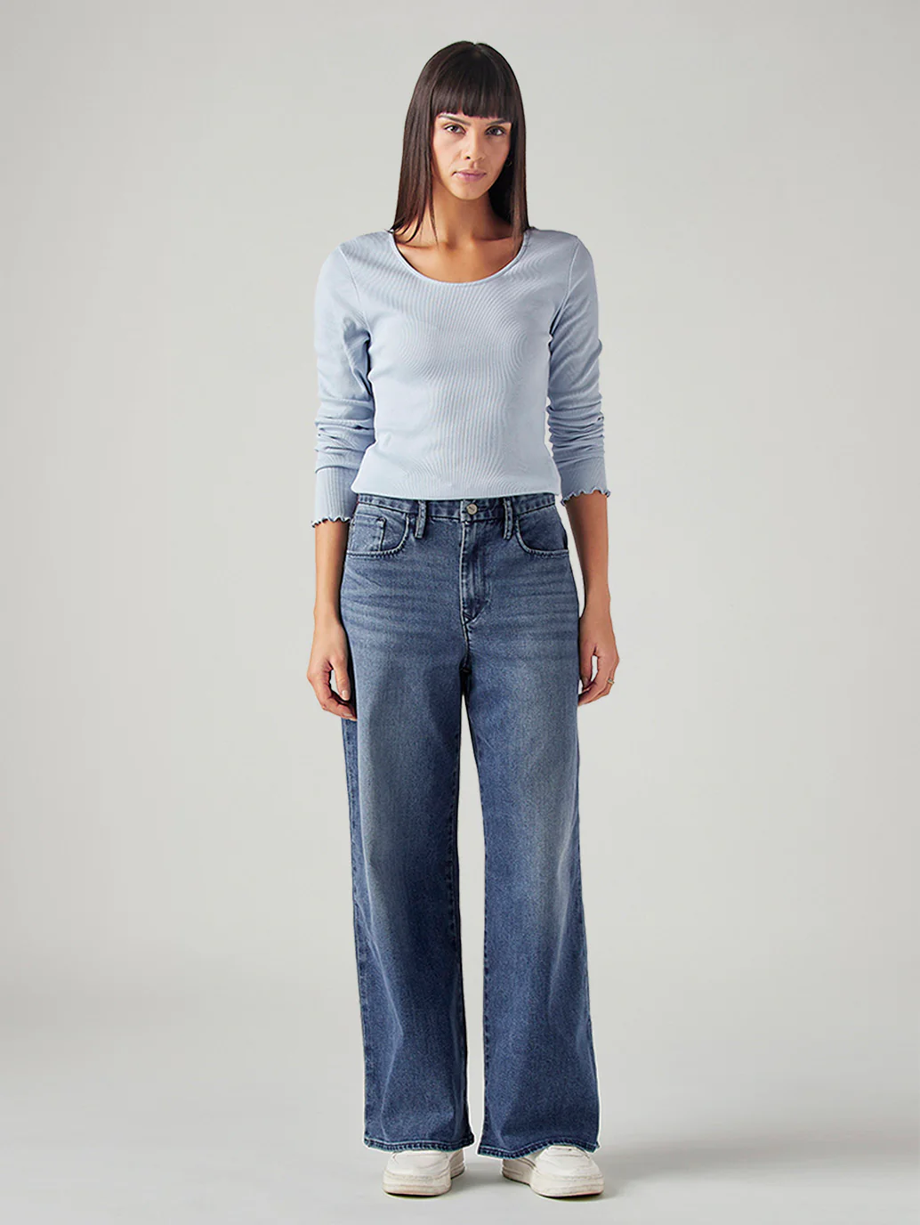 Women's Blue XL Straight Loose Fit Mid Rise Redloop Jeans - Image 2