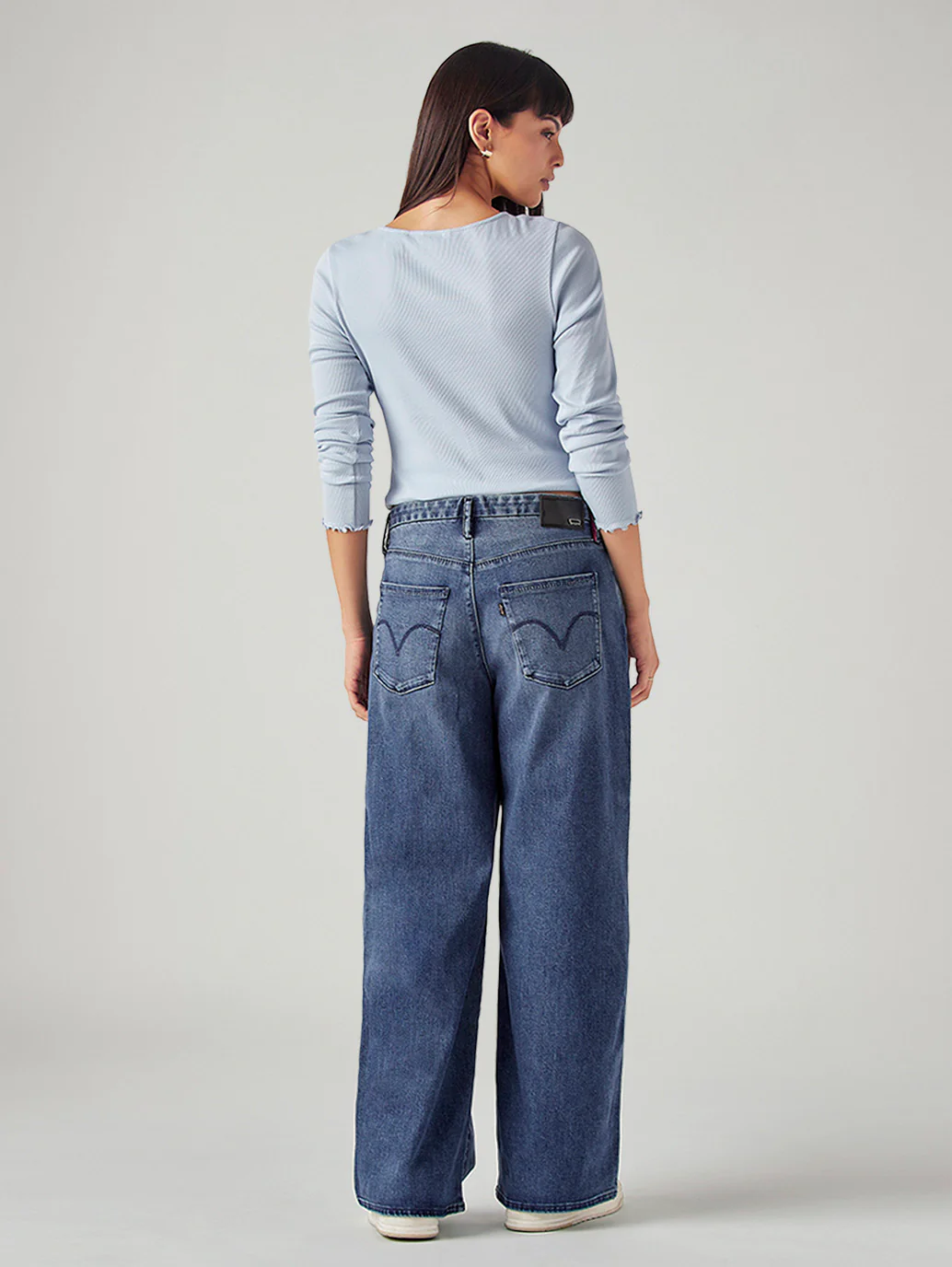 Women's Blue XL Straight Loose Fit Mid Rise Redloop Jeans - Image 5