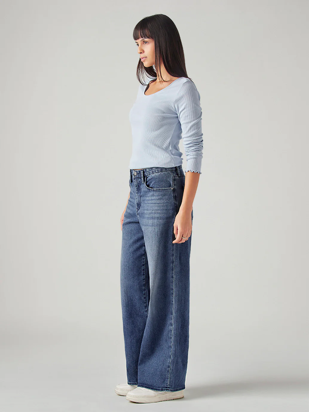 Women's Blue XL Straight Loose Fit Mid Rise Redloop Jeans - Image 7