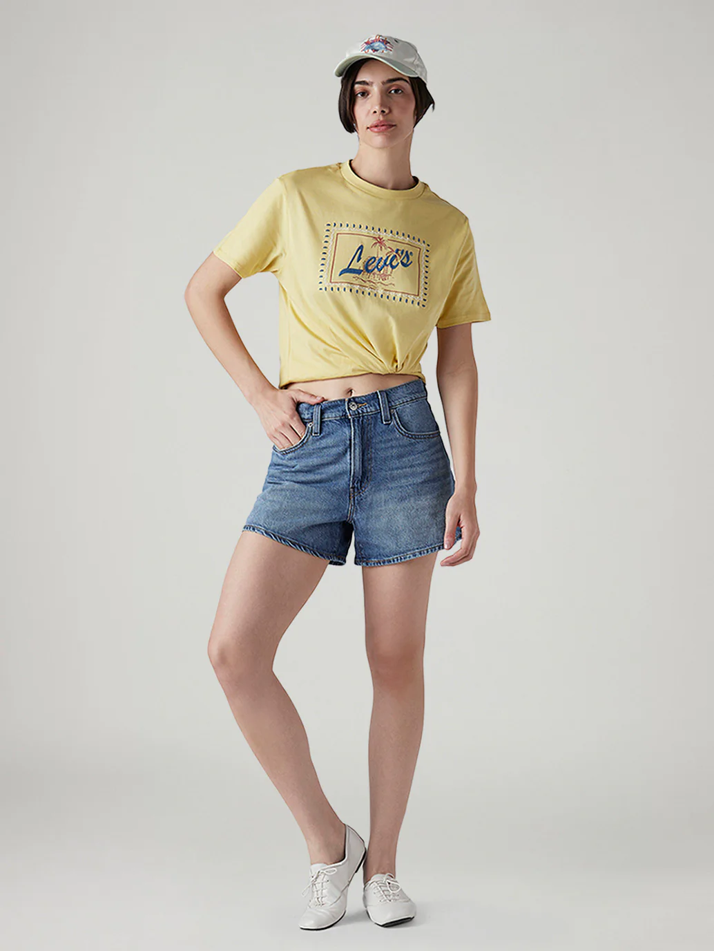 Women's Blue Ribcage Fit High Rise Shorts