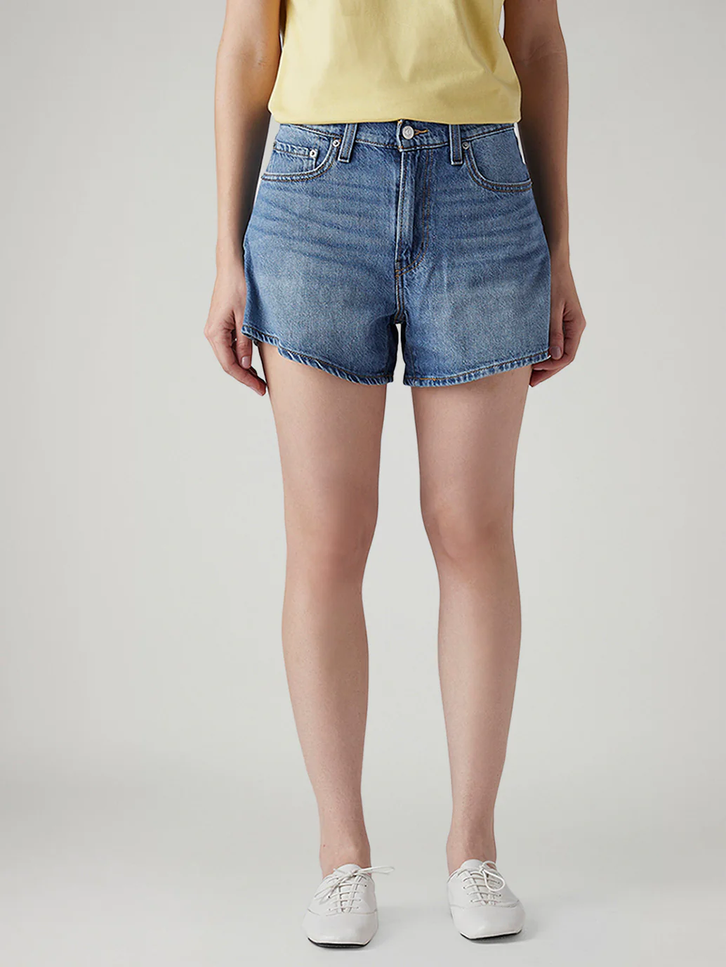 Women's Blue Ribcage Fit High Rise Shorts - Image 3
