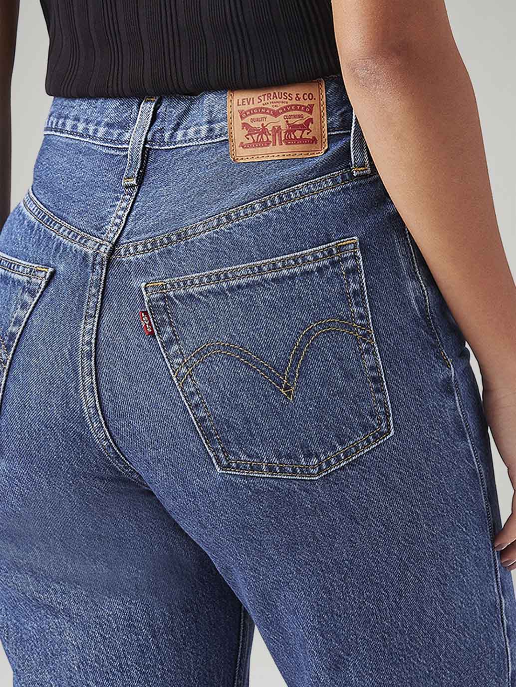 Women's Blue Ribcage Straight Fit High Rise Jeans - Image 5