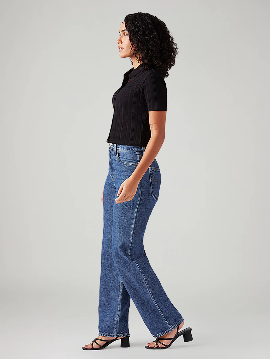 Women's Blue Ribcage Straight Fit High Rise Jeans - Image 6