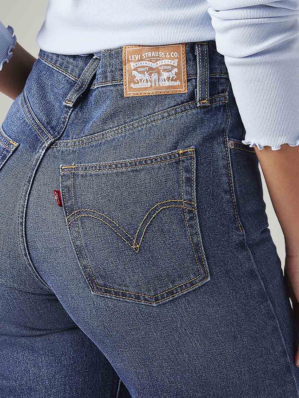 Women's Blue Ribcage Straight Fit High Rise Jeans - Image 5