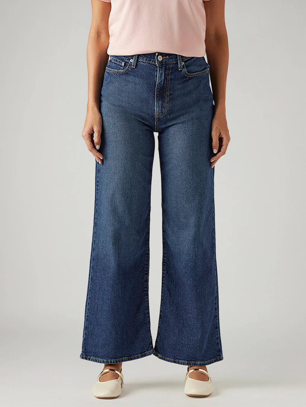 Women's Blue Ribcage Wide Leg Fit High Rise Jeans - Image 3
