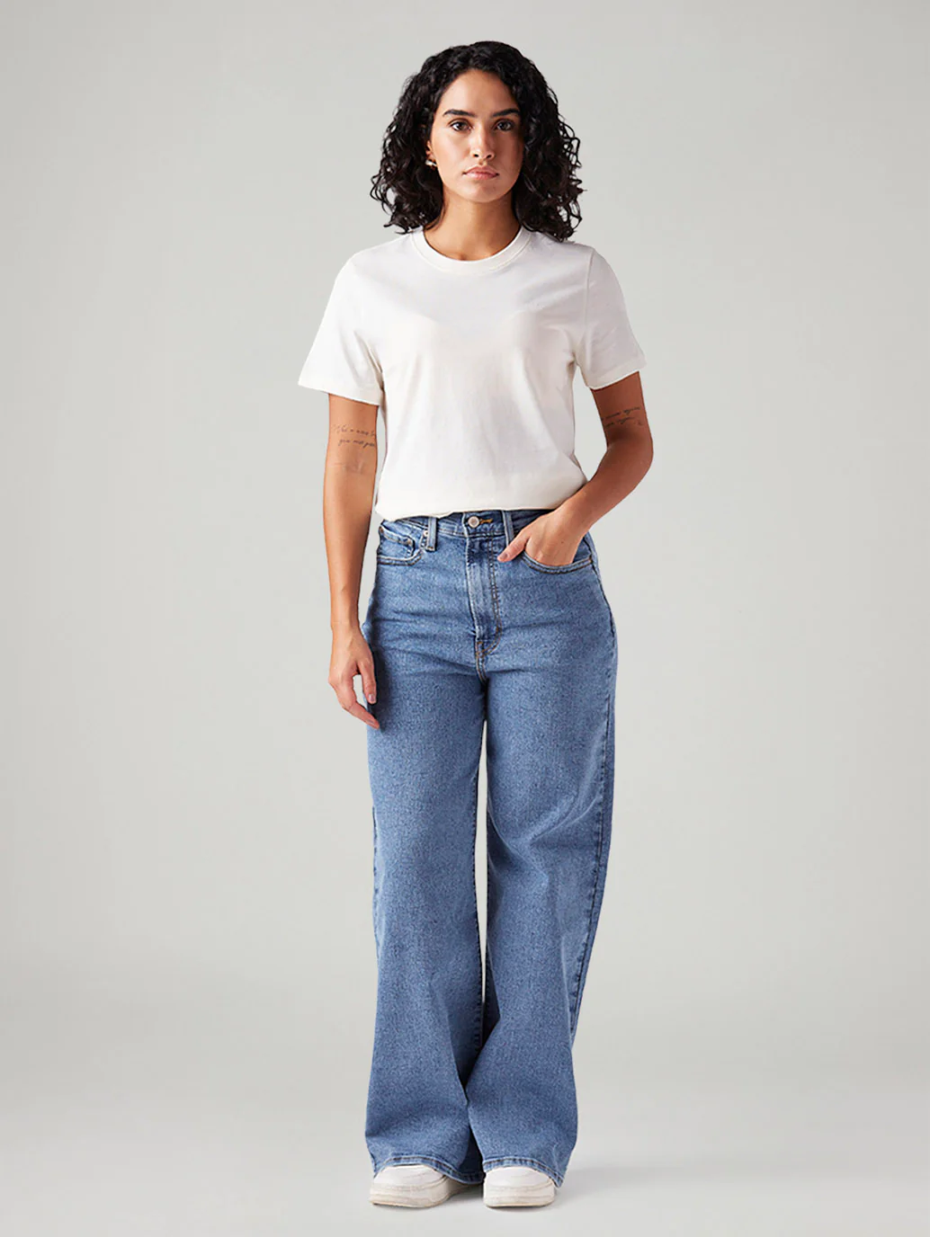 Women's Blue Ribcage Wide Leg Fit High Rise Jeans - Image 2