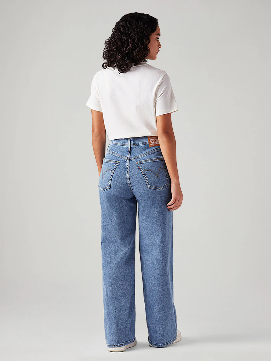 Women's Blue Ribcage Wide Leg Fit High Rise Jeans - Image 4